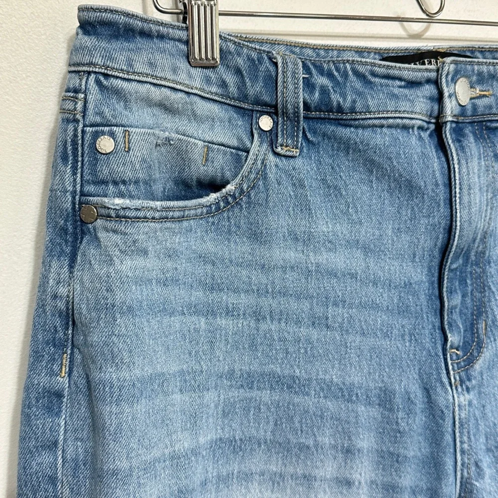 Liverpool‎ Distressed Crop Jeans Womens 12/31 Blue Denim High Rise Striaght